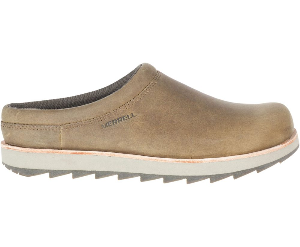 Merrell Slip Ons Brown - Juno Clog Leather - Mens 09XSMHDLZ